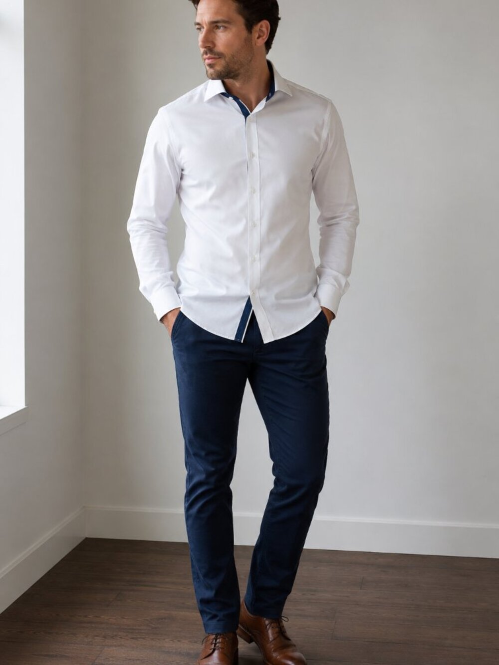 UNTUCKit White Slim Fit Wrinkle Free Cotton Dress Shirt Men L